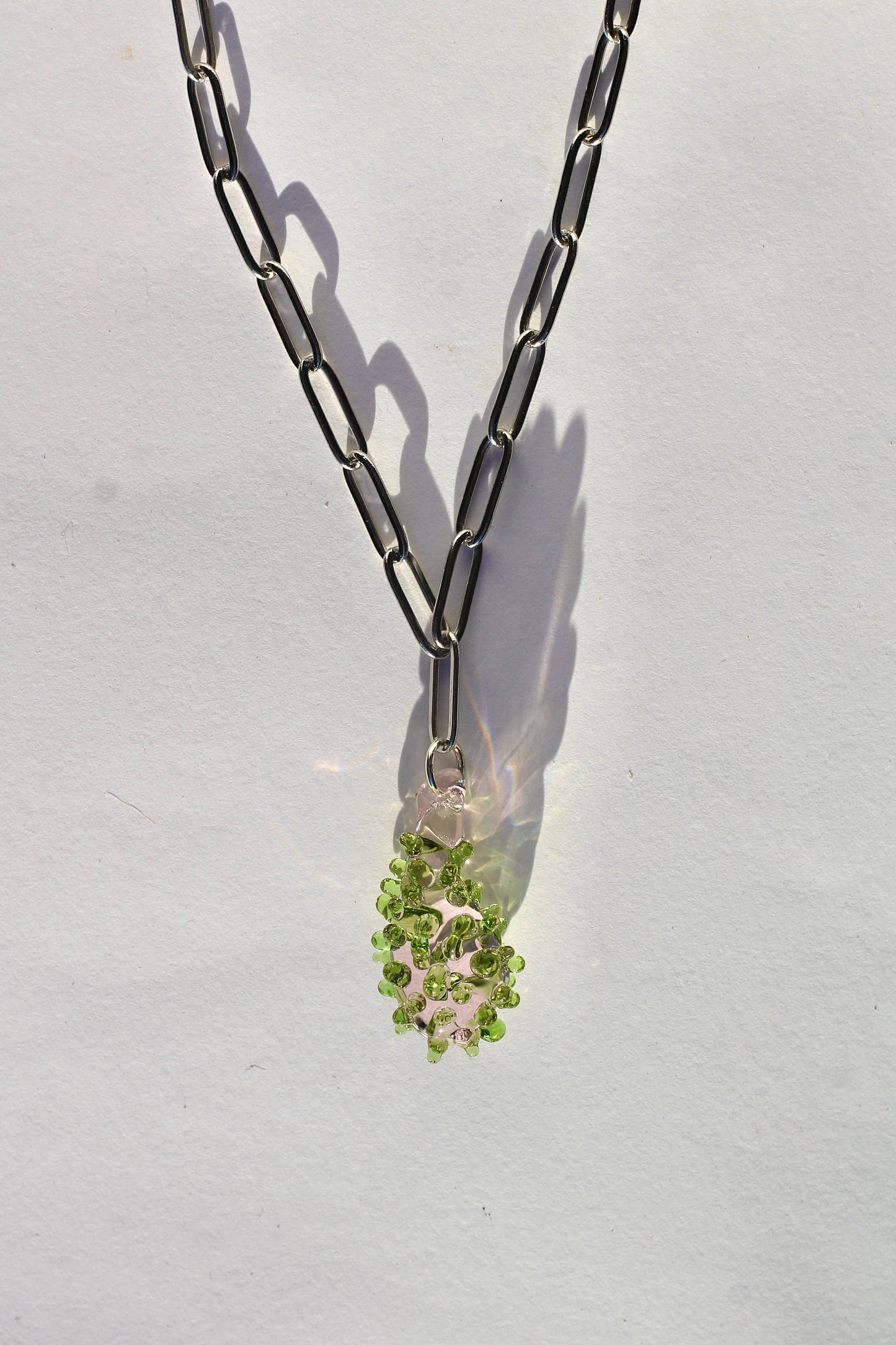 Bean Necklace - Pink/green